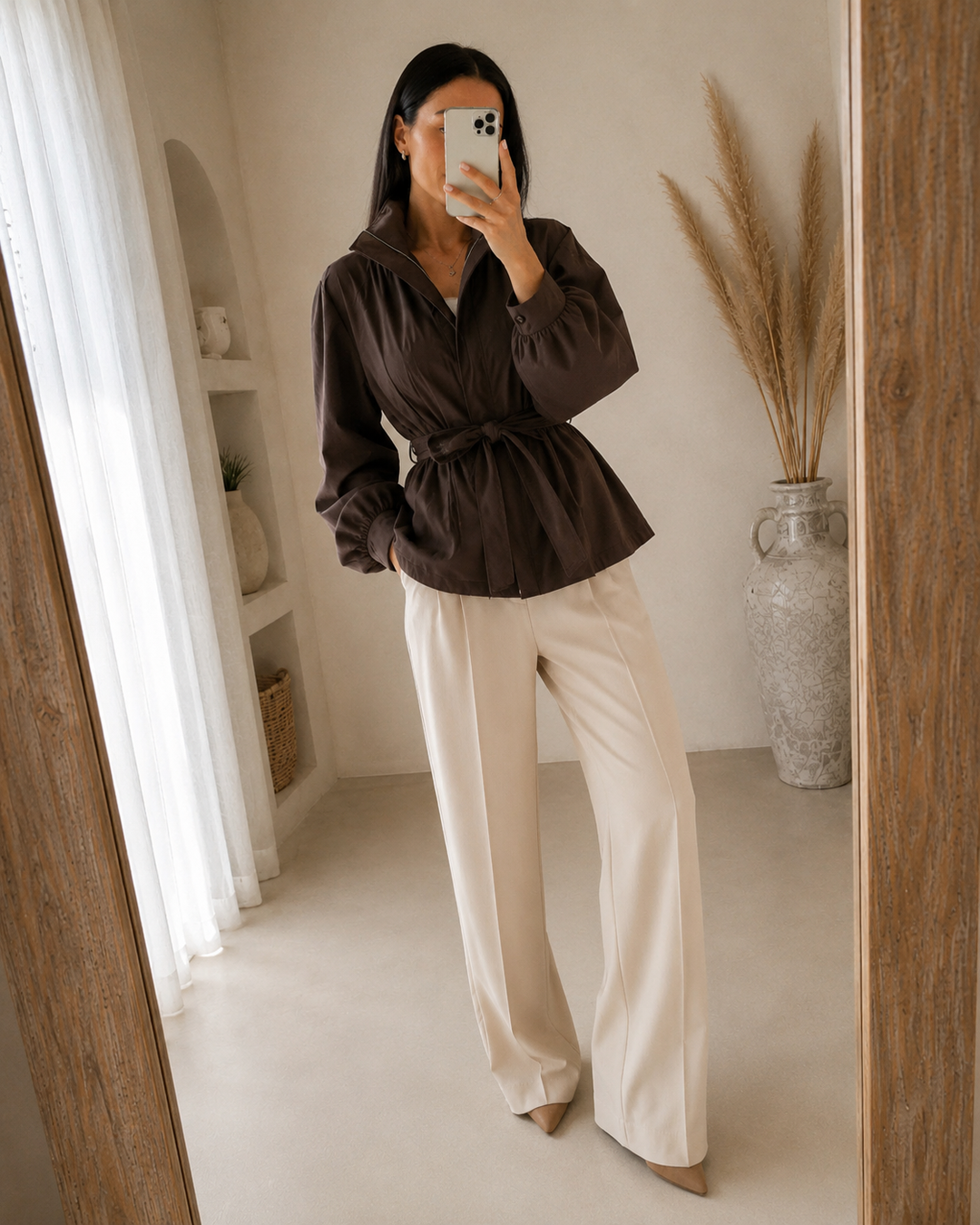 Manteau Femme Mi-Saison avec Ceinture