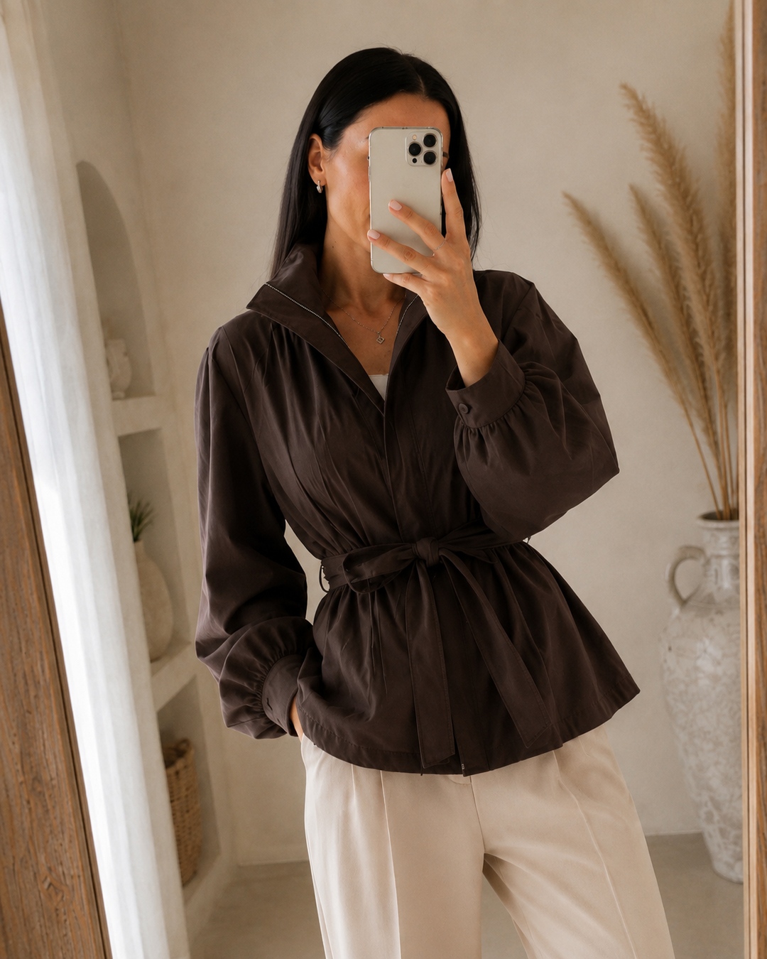 Manteau Femme Mi-Saison avec Ceinture