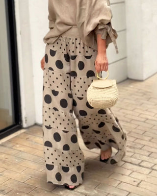 Simona | Conjunto de top de hombros suaves + pantalón estampado