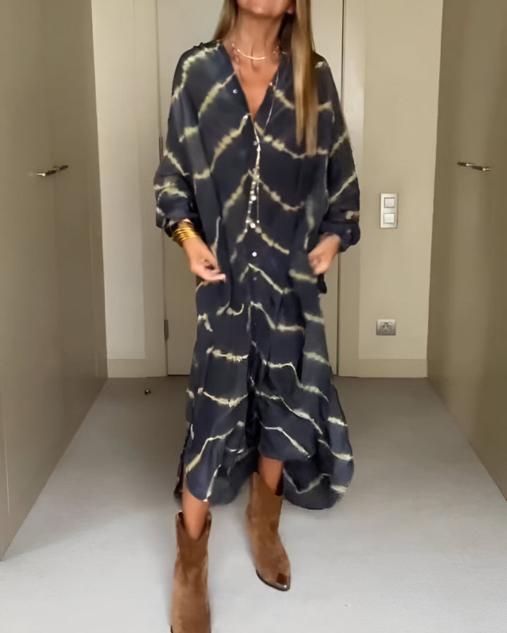 Aurélie - Robe Maxi Bohème Chic à Motifs Rayés