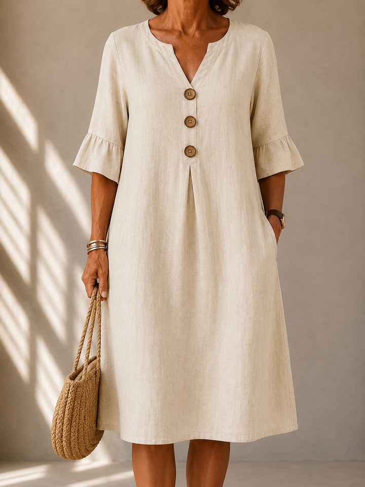Lina | Vestido con botones y pliegue de caja