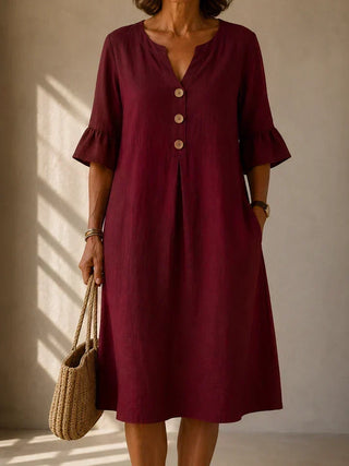 Lina | Vestido con botones y pliegue de caja