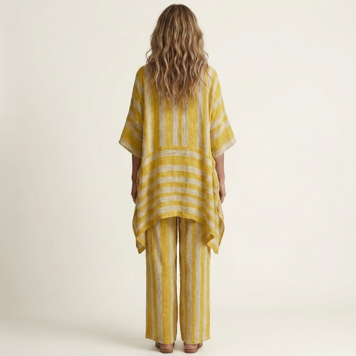 Alessia | Conjunto de algodón y lino de dos piezas a rayas