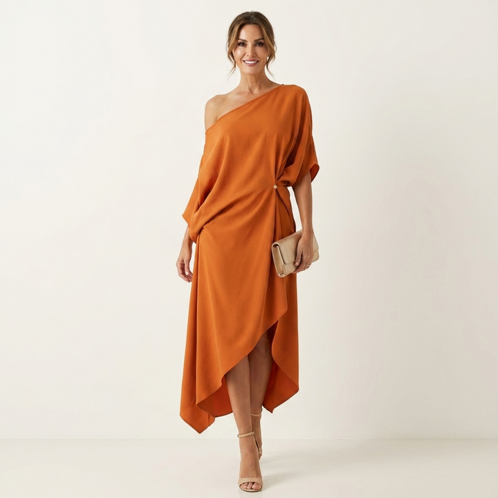Tamara | Vestido asimétrico drapeado de un hombro
