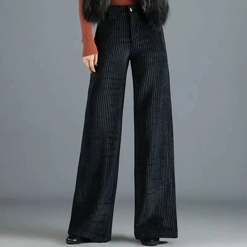 DELACROIX | PANTALON EN VELOURS TRICOTÉ TAILLE HAUTE POUR FEMME