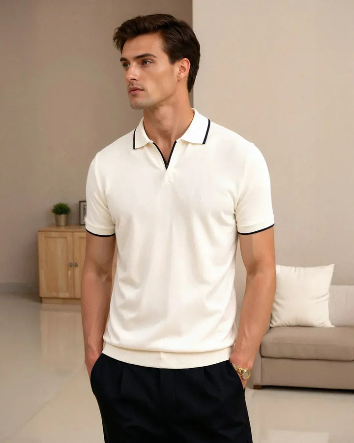 DELACROIX | POLO SUR MESURE EN PIQUÉ AVEC DÉTAILS CONTRASTANTS